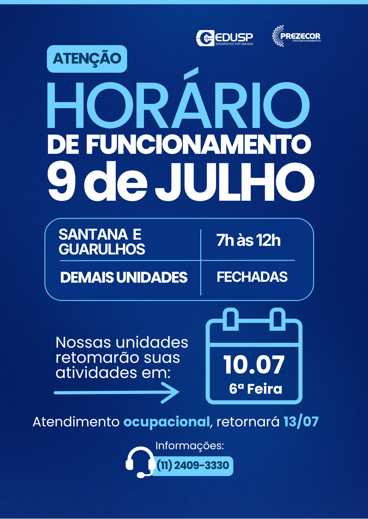 Aviso - Dia do Trabalho